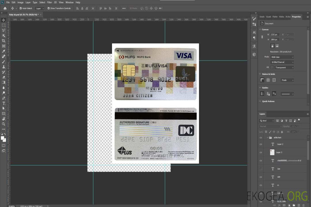Carte visa bancaire Mufg du Japon template Carte visa bancaire Mufg du Japon template